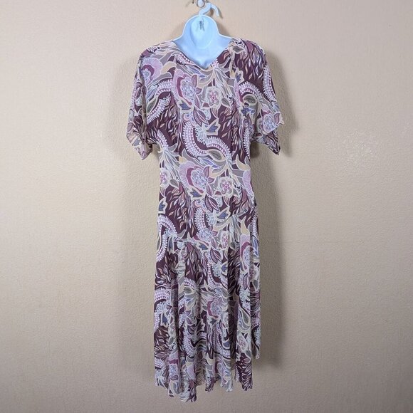 Vtg Y2K 90s Rabbit Rabbit Rabbit Floral Midi Dress Babydoll Flutter Fairy 10 - Picture 5 of 10